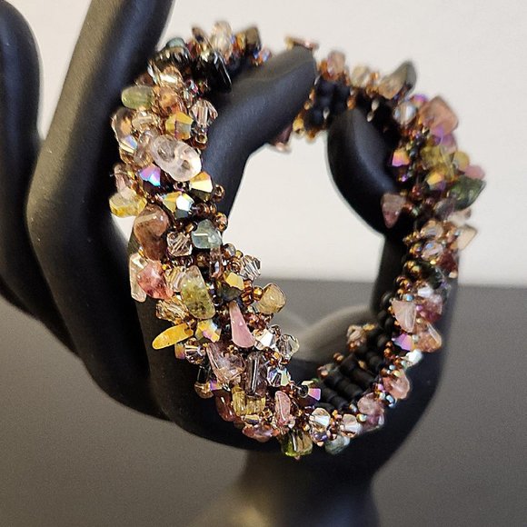 Amethyst and Swarovski Crystal Bracelet - Picture 1 of 4